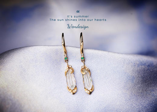 【喆】【羽翼】高冰羽毛翡翠耳坠 商品图0