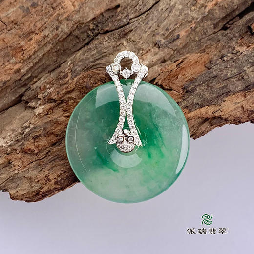 派瑞翡翠 18k金翡翠吊坠 冰种 绿色 商品图0