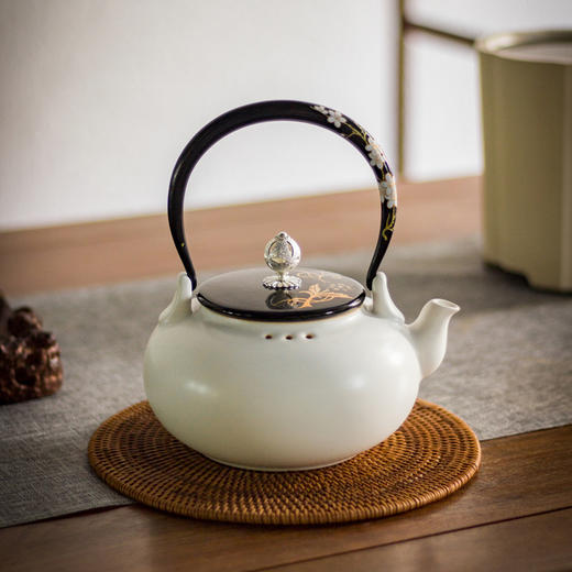 龙隐斋 龙隐斋 电陶炉专用烧水壶 可泡茶煮茶 柿形壶（白） 商品图1
