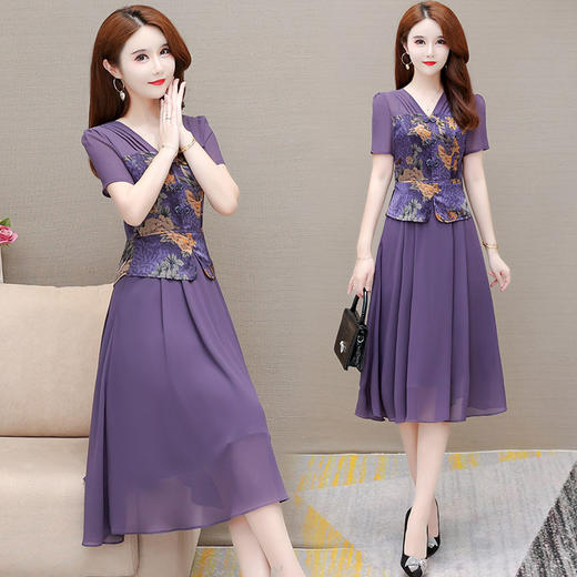 YWE  YMan-22L100复古修身印花连衣裙 商品图1