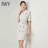 IWY/气质短袖西装连衣裙子女杏色双排扣高端商务职业装摄影婚纱工作服013248 商品缩略图3