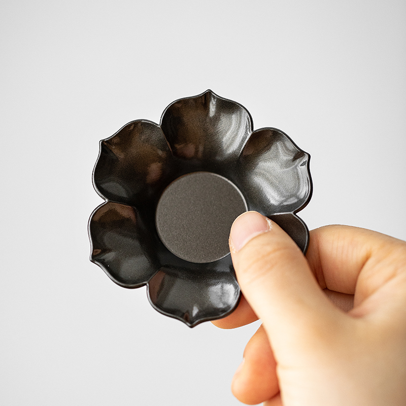 茶家吉橙空谷杯托系列杯垫仿古做旧水墨风杯托中式花瓣茶托茶具配件