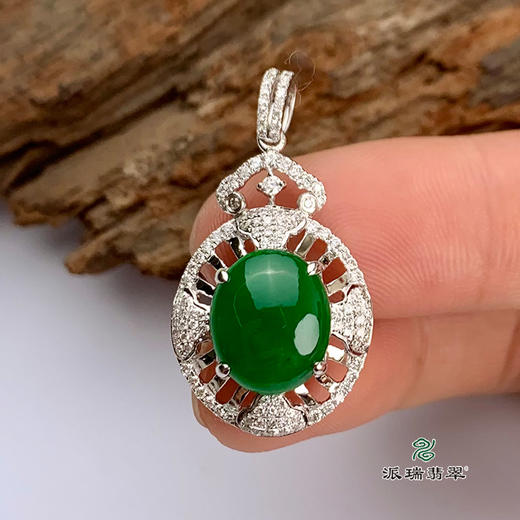派瑞翡翠 18k金翡翠吊坠 糯种 绿色 商品图2