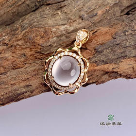 派瑞翡翠 18k金翡翠吊坠 冰种 白色