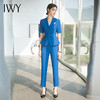 IWY/蓝色短袖西装套裤女夏季职业装酒店前台接待西服正装医美工作服OL CP1538 商品缩略图0