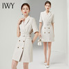 IWY/气质短袖西装连衣裙子女杏色双排扣高端商务职业装摄影婚纱工作服013248 商品缩略图0