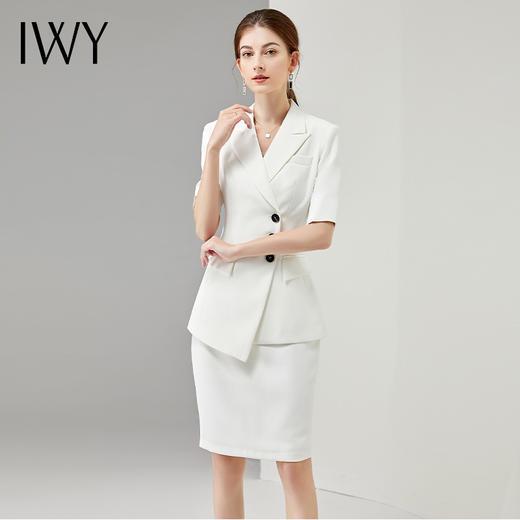 IWY/夏季短袖职业装套裙气质白色西装套装高端美容院工作服主持人正装CS11250 商品图2