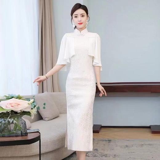 BJ-102新款长款雪纺改良旗袍 日常修身显瘦旗袍连衣裙披肩 商品图3