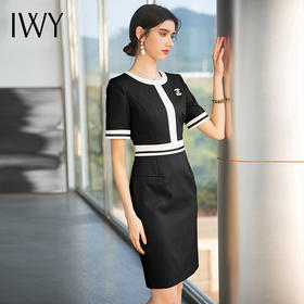 IWY/黑色气质西装连衣裙女夏名媛设计感裙子职业套装2022新款工作服Ol Q710-B