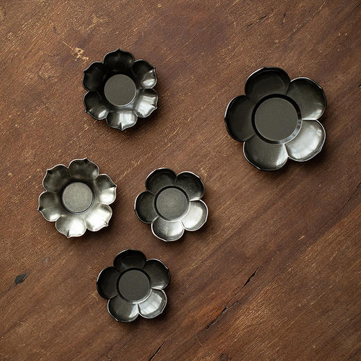 茶家吉橙空谷杯托系列杯垫仿古做旧水墨风杯托中式花瓣茶托茶具配件 商品图4