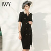 IWY/黑色西装连衣裙设计高级感小众中长款西装裙面试正装职业装套裙女Q721 商品缩略图0
