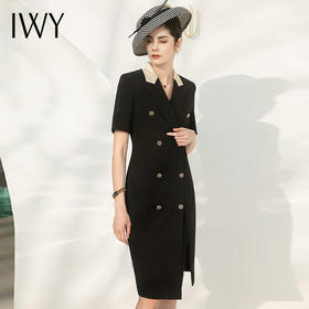 IWY/黑色西装连衣裙设计高级感小众中长款西装裙面试正装职业装套裙女Q721