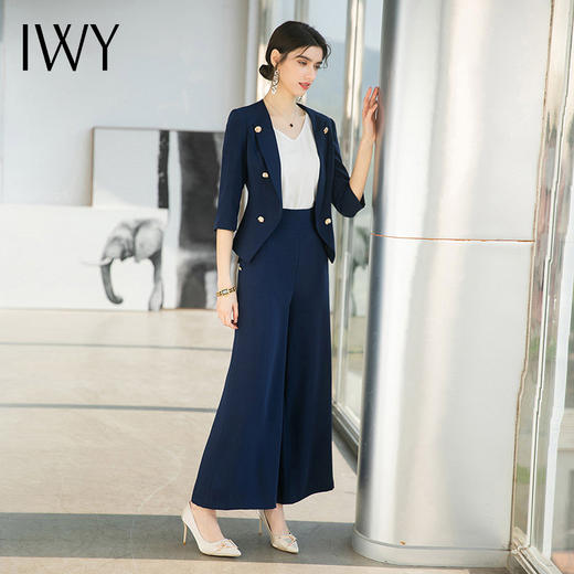 IWY/时尚干练总裁西装套装女2022春夏新款商务职业装高端阔腿裤正装OL CP1537 商品图4