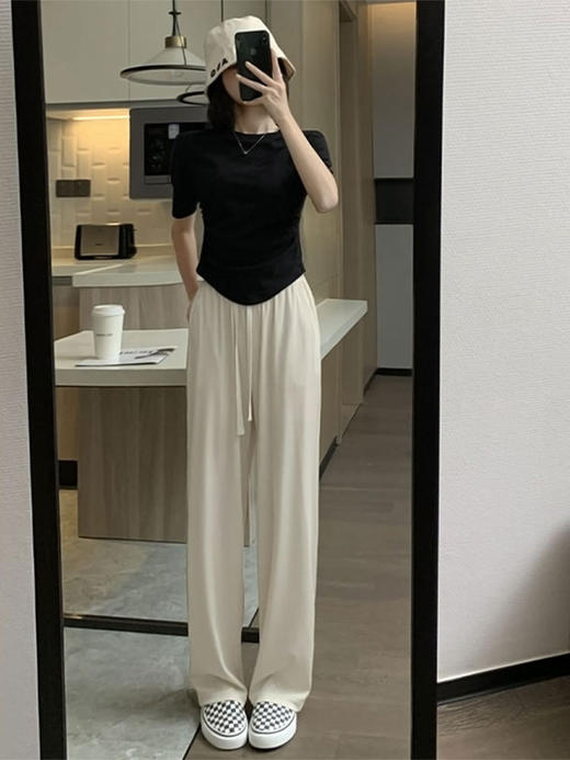 「质感看得见！INS风短袖」白色短袖t恤女夏季ins潮设计感短款正肩圆领上衣 商品图3