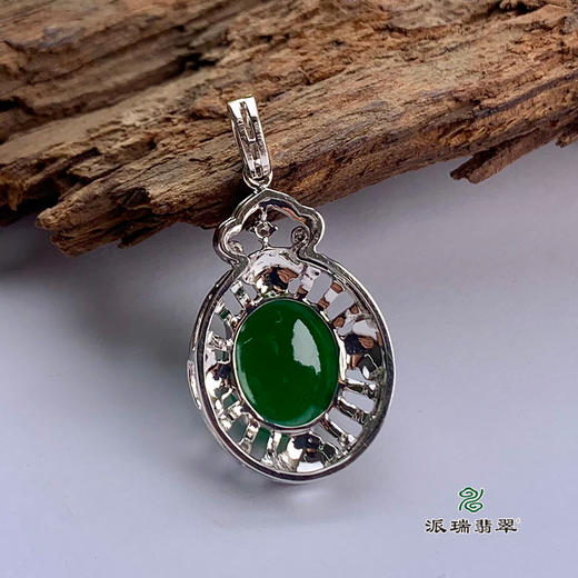 派瑞翡翠 18k金翡翠吊坠 糯种 绿色 商品图1