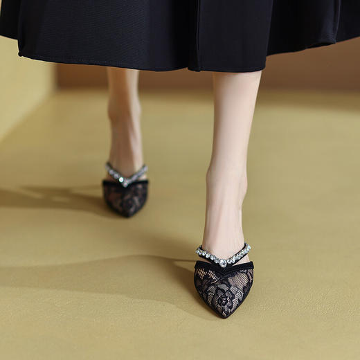 高贵气质，法式轻奢包头优雅蕾丝性感蕾丝拖鞋DB-M5306 商品图0