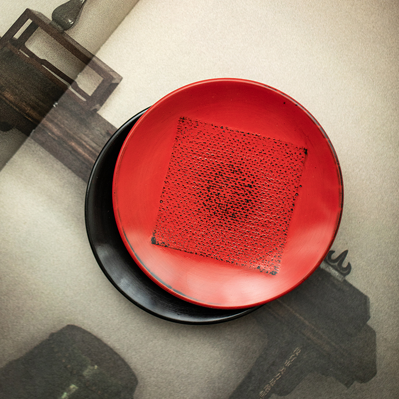 茶家吉橙原木布贴大漆茶托干泡垫小壶承茶杯托多款可选