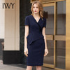 IWY/夏季短袖职业气质连衣裙藏青色职业装套裙前台工作装女售楼部工装Q706 商品缩略图0