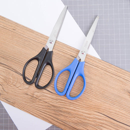 【仅供集采】12把/盒得力手工剪纸刀便捷式 办公用品不锈钢美工无尖圆头安全中号剪刀 家用裁缝多功能剪子0603 商品图4