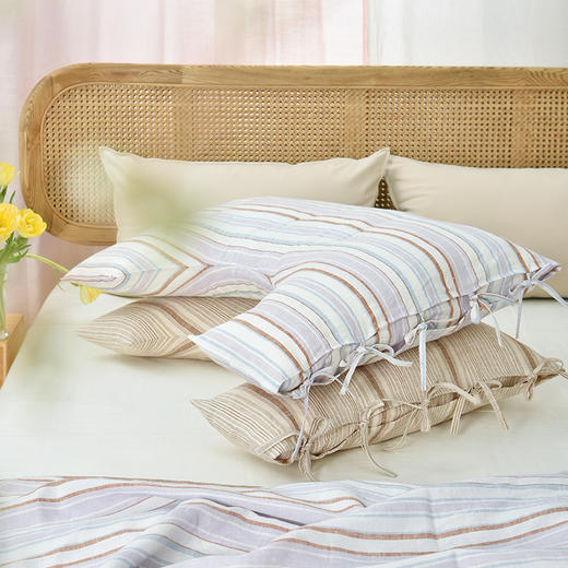 亚麻条纹系列U型侧睡枕舒适孕妇枕 商品图2