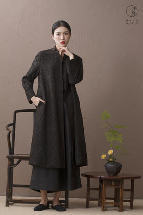 漫物记提花开衫中长外套MWJ-W013