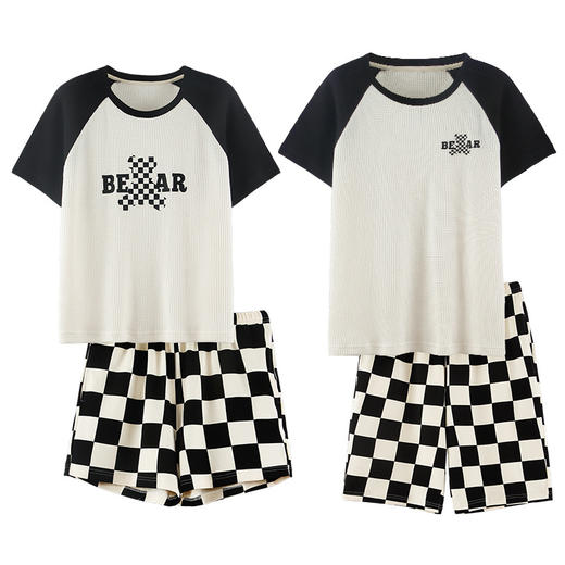 【社群供D】 夏季睡衣短袖华夫格纯棉家居服外穿情侣款 商品图3