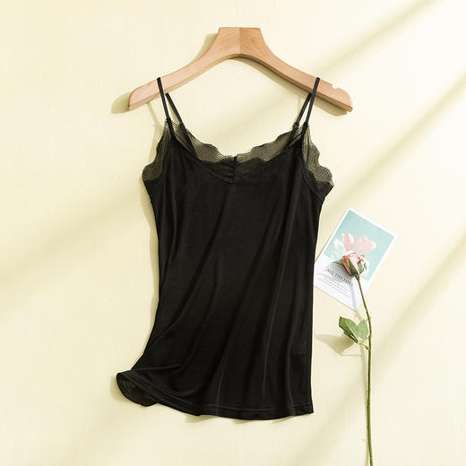 真丝醋酸吊带，蕾丝性感V领女桑蚕丝打底衫内搭宽松短款TG03S151 商品图7