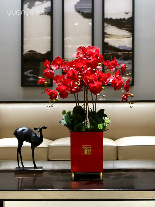 新中式高档蝴蝶兰仿真假花开业乔迁客厅酒店商场装饰兰花摆件盆景 商品图0