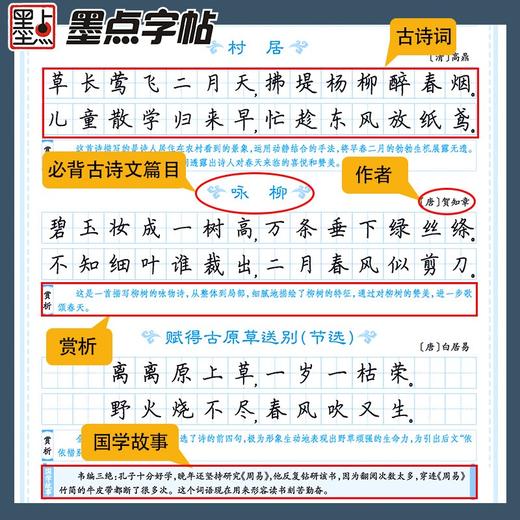 (仓发) 墨点字帖 小学生必背古诗文129篇 正楷全国通用1-6年级小学语文楷书字帖课外文言文阅读小学生小古文言文小学生必背古诗词/湖北美术出版社/9787571201883 商品图3