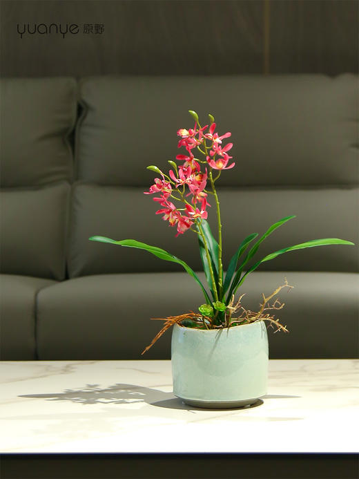 新中式高端兰花仿真花茶室客厅玄关摆设件餐桌花摆花茶几装饰花 商品图0