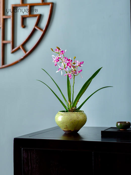 新中式高端仿真花餐桌花摆花茶室客厅玄关兰花摆设茶几前台装饰花 商品图3