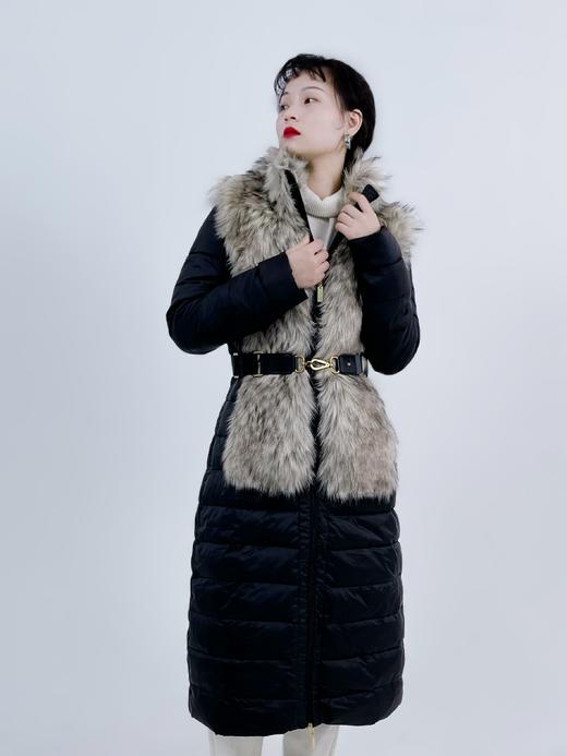 【直播199】EF拼接中长棉服环保皮草9151840823 商品图2