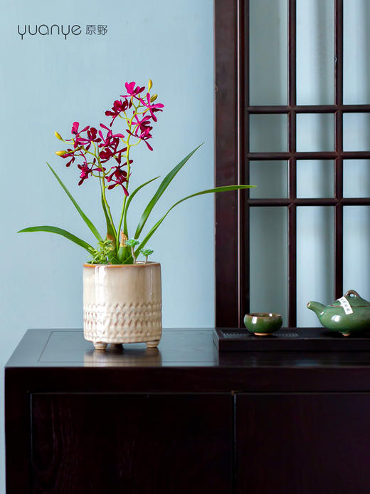 新中式高端仿真花餐桌花摆花茶室客厅玄关兰花摆设茶几前台装饰花 商品图1