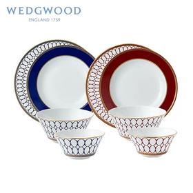 【6F】WEDGWOOD威基伍德金粉年华两人食4盘4碗骨瓷餐具套组