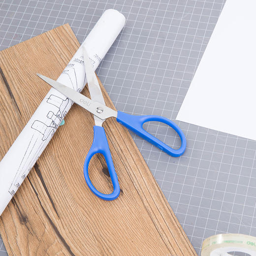 【仅供集采】12把/盒得力手工剪纸刀便捷式 办公用品不锈钢美工无尖圆头安全中号剪刀 家用裁缝多功能剪子0603 商品图3