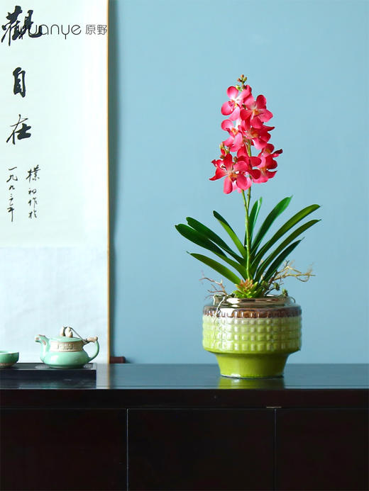 新中式高端仿真花餐桌花摆花茶室客厅玄关前台摆设茶几兰花装饰花 商品图3