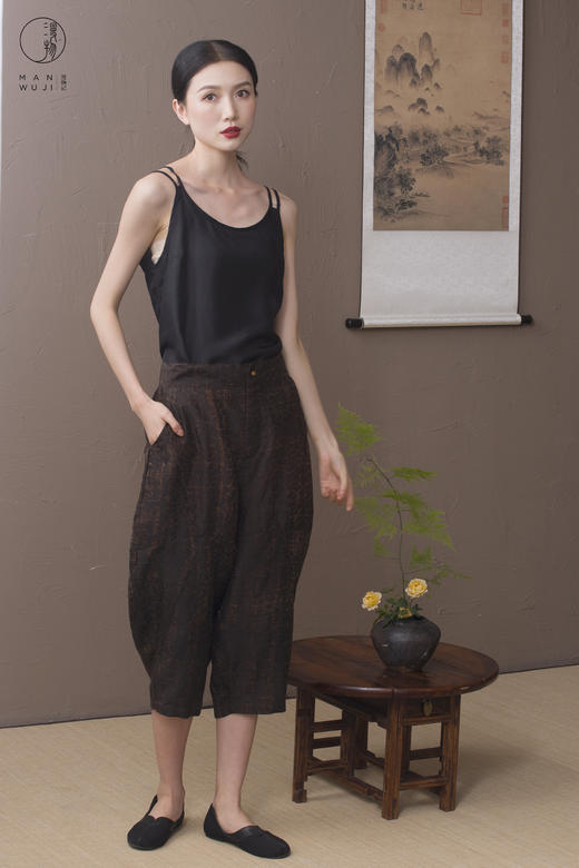 漫物记香云纱女式拼接七分裤xys-w069 商品图1