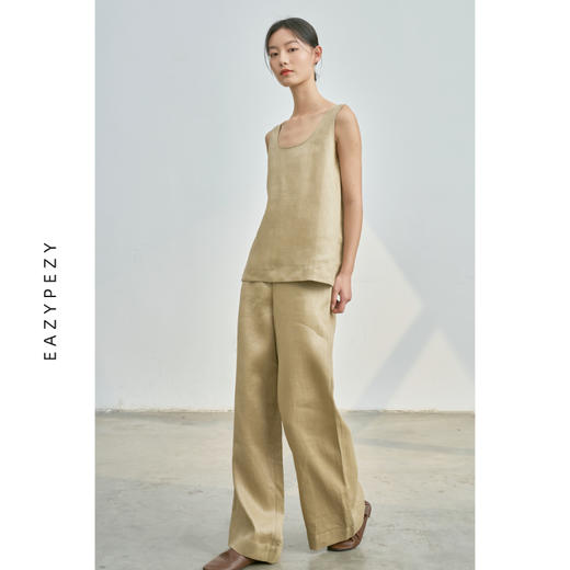 EAZYPEZY 亚麻吊带背心阔腿裤套装 商品图2