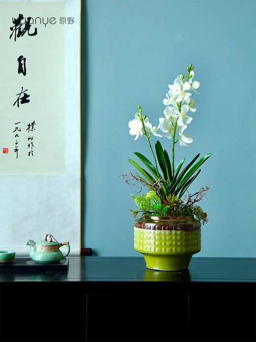 新中式高端仿真花餐桌花摆花茶室客厅玄关前台摆设茶几兰花装饰花 商品图1