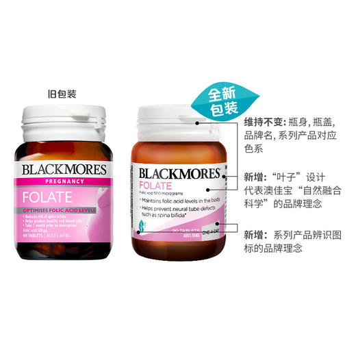 【保税区直邮】澳洲 Blackmores 叶酸90粒（新版） 商品图1