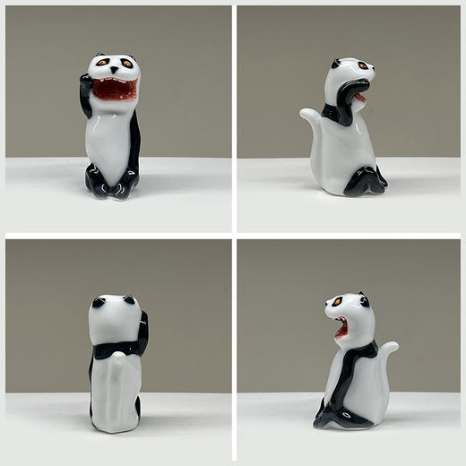 不仁斋薛继业陶瓷雕塑经典款 迷你陶瓷猫 老虎金钱豹摆件潮玩 商品图0