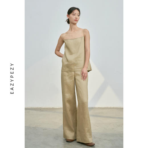 EAZYPEZY 亚麻吊带背心阔腿裤套装 商品图3