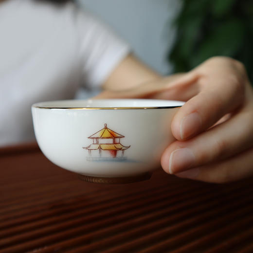 深圳手信 余年窑深圳印象鹏城礼系列10头羊脂玉瓷中式茶具 商品图7