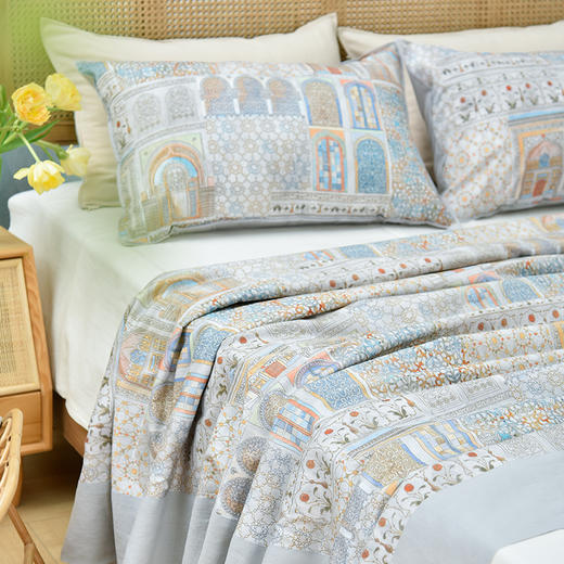 摩洛哥系列亚麻盖毯夏季北欧单双人凉被 商品图0