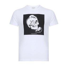 AlexanderMcQueen/亚历山大麦昆 男士短袖T恤 男士棉质圆领短袖T恤 611010 QOZB4