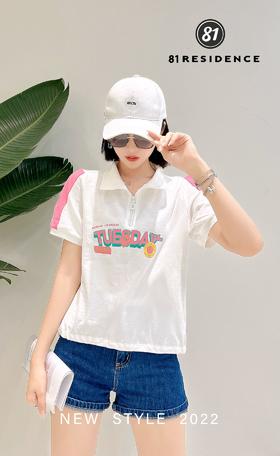 女半拉链短T27365