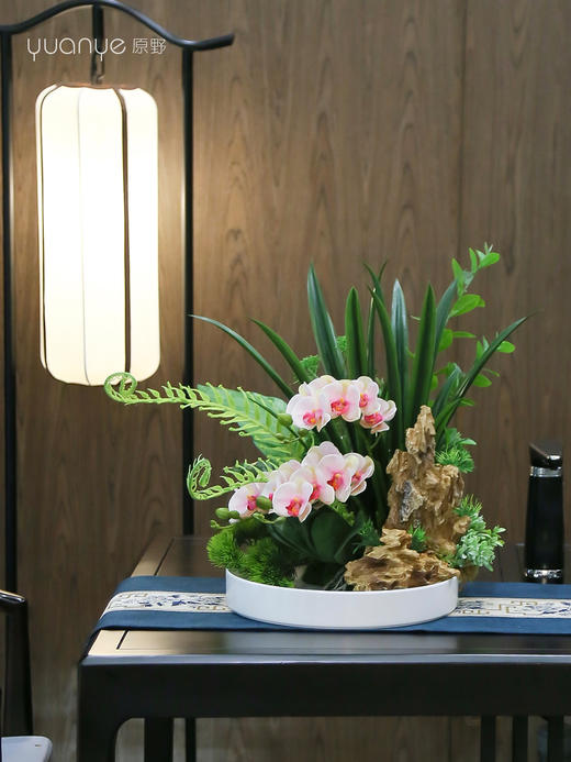 新中式高端餐桌花摆花酒店餐厅茶室客厅玄关摆设件茶几装饰仿真花 商品图1