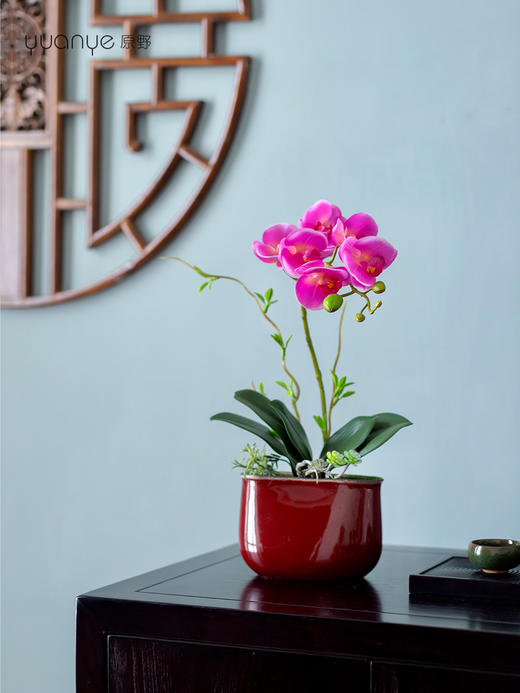 新中式高端蝴蝶兰仿真花餐桌花摆花茶室客厅玄关摆设件茶几装饰花 商品图3