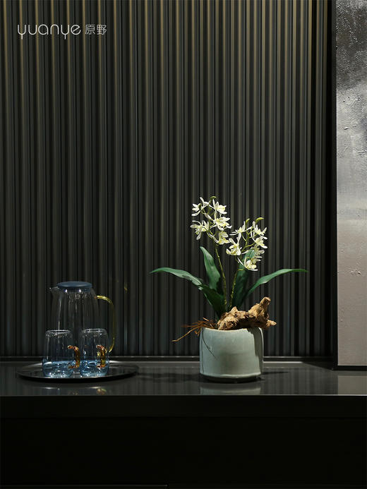 新中式高端兰花仿真花茶室客厅玄关摆设件餐桌花摆花茶几装饰花 商品图1