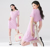 西遇POLO领连衣裙女2022年夏季新款粉色针织显瘦露背系带小裙子D0020919 商品缩略图0